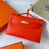 Hermes Kelly Pochette Handmade Bag In Rouge Piment Swift Calfskin - Image 2