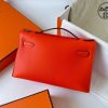 Hermes Kelly Pochette Handmade Bag In Rouge Piment Swift Calfskin - Image 3