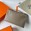 Hermes Kelly Pochette Handmade Bag In Taupe Swift Calfskin - Image 8
