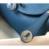 Hermes Mini Lindy Bag In Blue Agate Clemence Leather - Image 7
