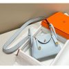 Hermes Lindy Mini Bag In Blue Brume Clemence Leather - Image 5