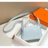 Hermes Lindy Mini Bag In Blue Brume Clemence Leather - Image 2