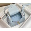 Hermes Lindy Mini Bag In Blue Brume Clemence Leather - Image 4