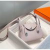 Hermes Lindy Mini Bag In Mauve Pale Clemence Leather - Image 8