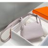 Hermes Lindy Mini Bag In Mauve Pale Clemence Leather - Image 9