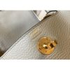 Hermes Mini Lindy Bag In Pearl Grey Clemence Leather - Image 6