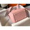 Hermes Mini Lindy Bag In Pink Clemence Leather - Image 4
