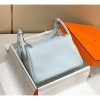 Hermes Lindy 26cm Bag In Blue Brume Clemence Leather - Image 4