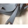 Hermes Lindy 26cm Bag In Blue Lin Clemence With PHW - Image 6