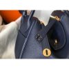 Hermes Lindy 26cm Bag In Navy Blue Clemence With GHW - Image 3