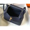 Hermes Lindy 26cm Bag In Navy Blue Clemence With GHW - Image 7