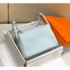 Hermes Lindy 30cm Bag In Blue Brume Clemence Leather - Image 2