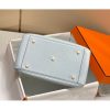 Hermes Lindy 30cm Bag In Blue Brume Clemence Leather - Image 4