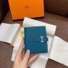 Hermes Bearn Compact Wallet In Blue Izmir Epsom Leather - Image 2