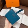 Hermes Bearn Compact Wallet In Blue Izmir Epsom Leather - Image 9